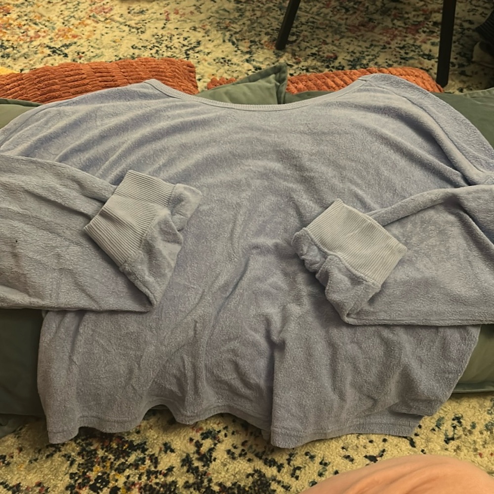 Aerie terrycloth texture cropped long sleeve top